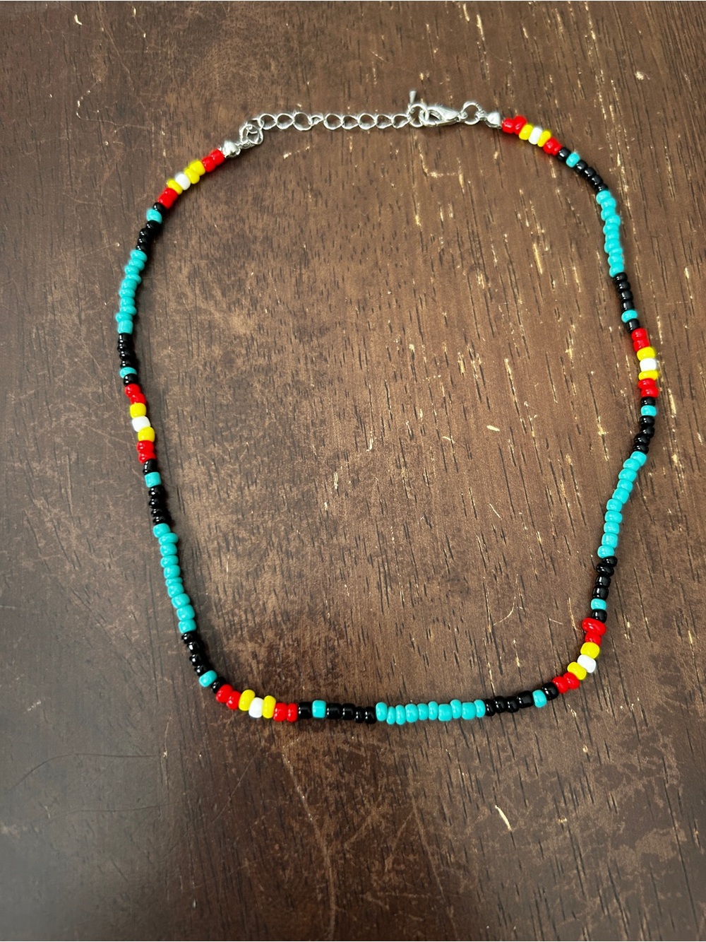 Turquoise Multicolor Seed Bead Choker Necklace - Unbranded